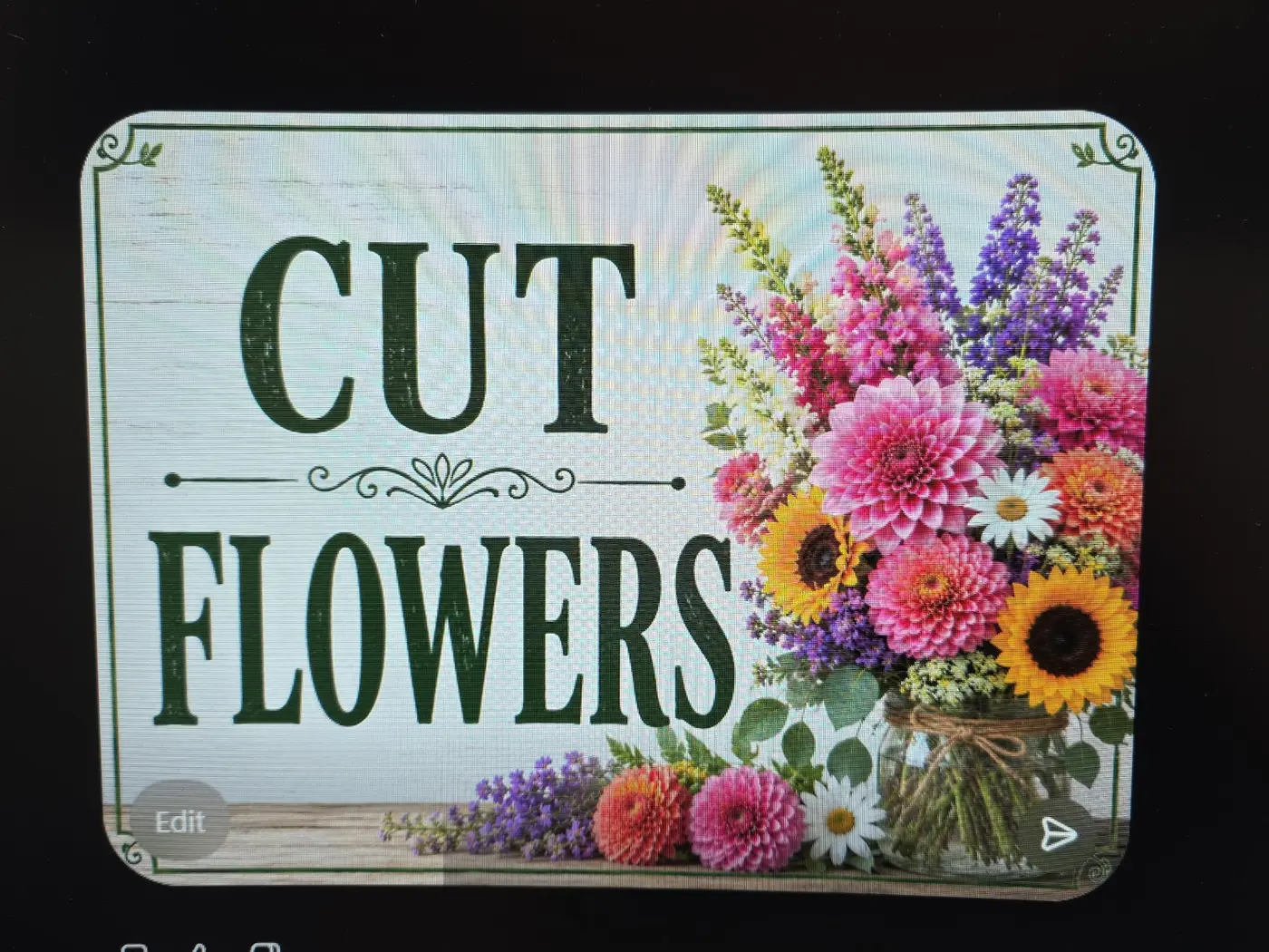 Custom printed floral sign