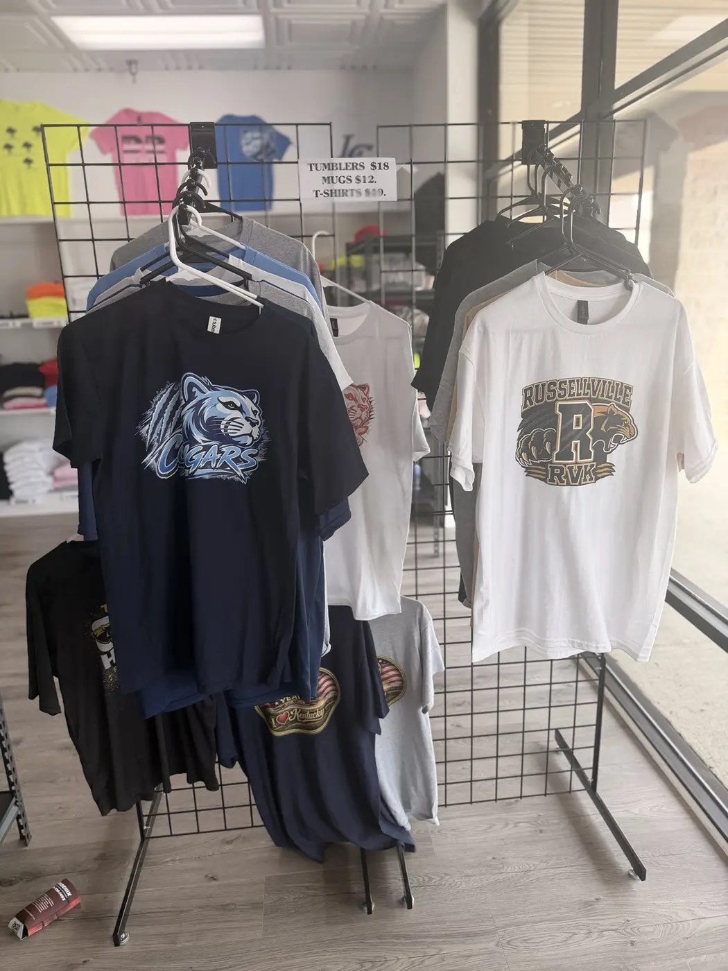 Custom printed apparel display