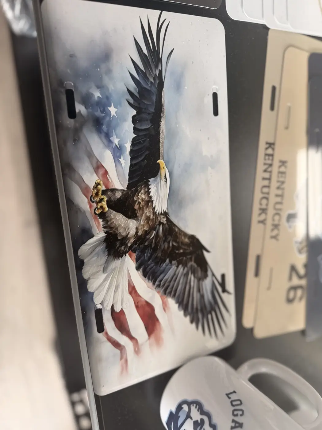 Custom patriotic license plate
