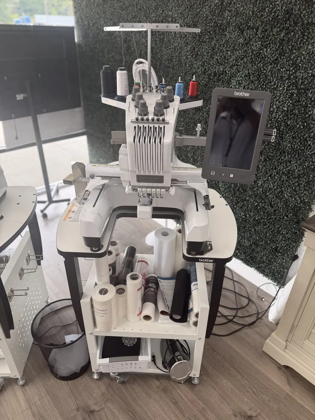 Embroidery machine used for stitched apparel